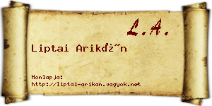 Liptai Arikán névjegykártya